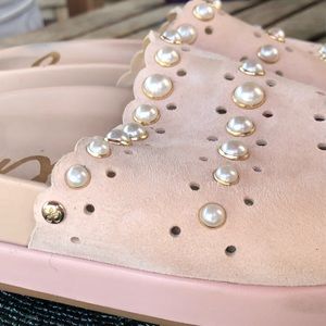 Sam Edelman Pale Pink Ultra Suede Slides